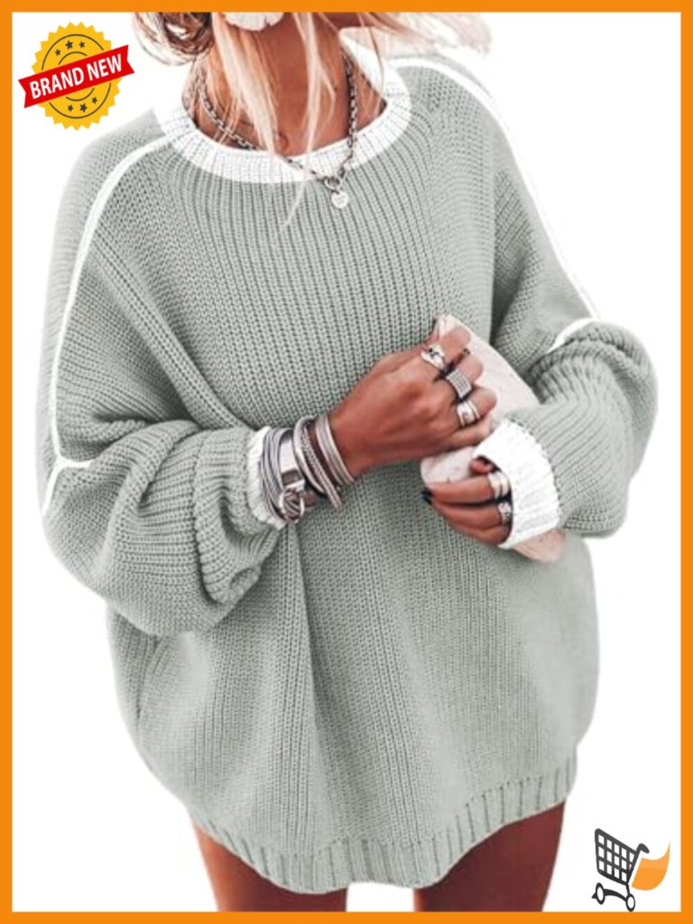 Oversized Chunky Knit Sweater Mock Neck Batwing Long Sleeve Pullover